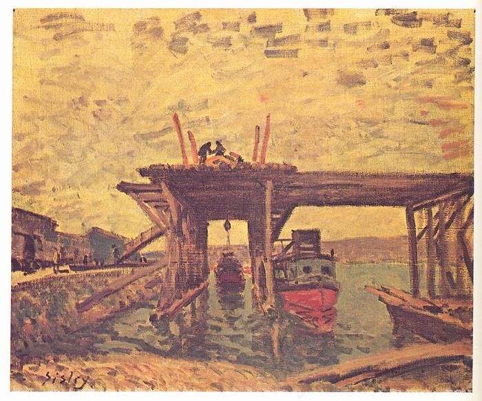 Alfred Sisley Brucke im Bau Spain oil painting art